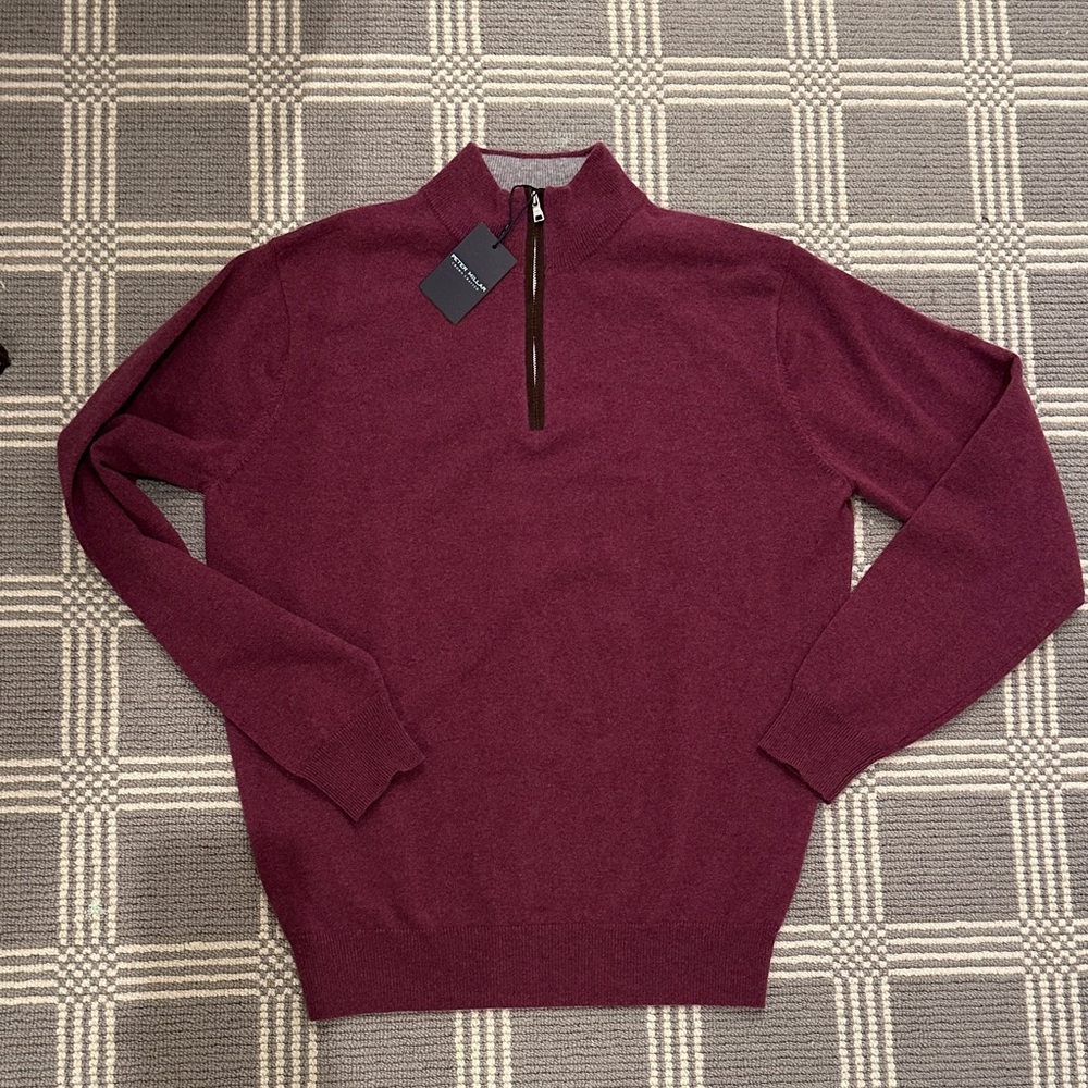 Peter Millar Men's Burgundy Zip-Up Sweater